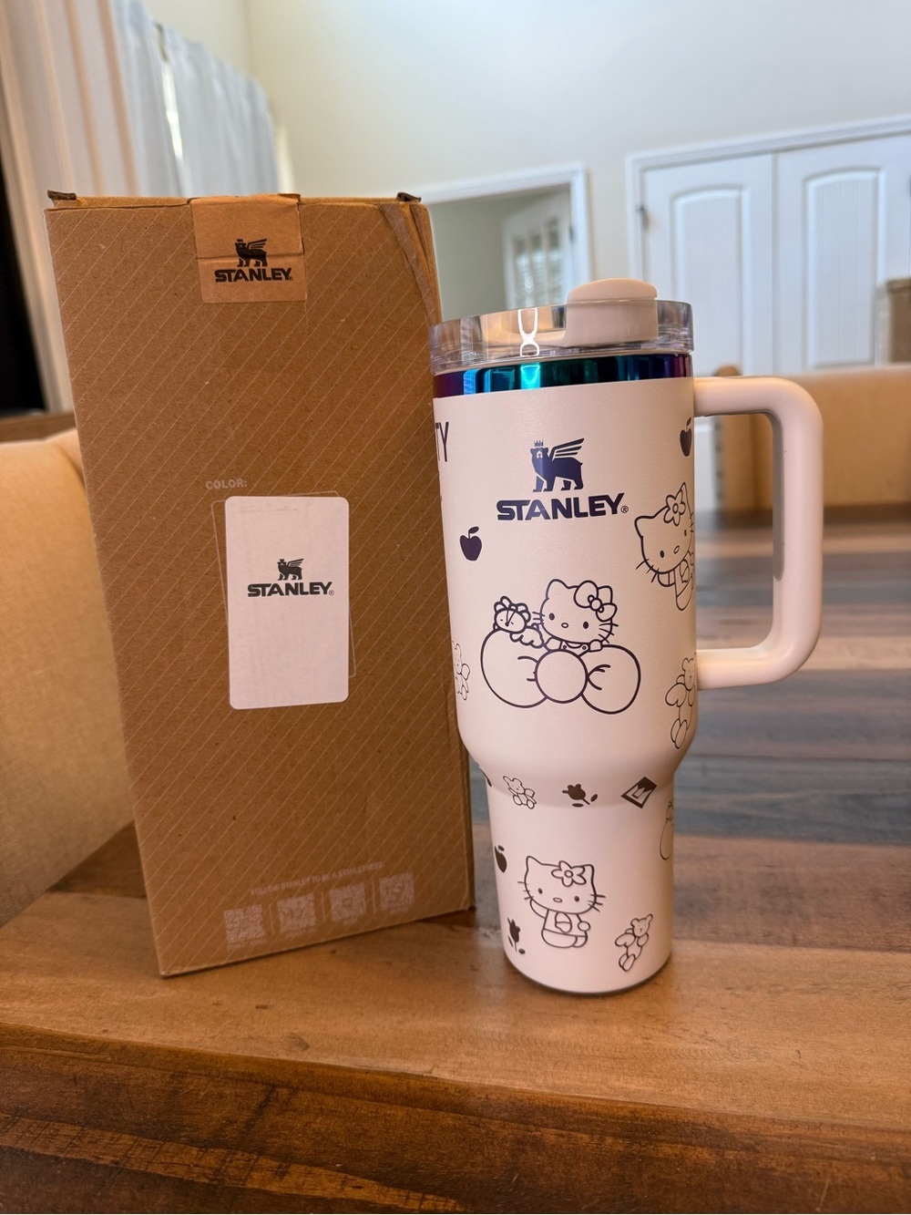 Stanley Quencher H2.0 FlowState Tumbler White Custom Design 40oz Handle Lid